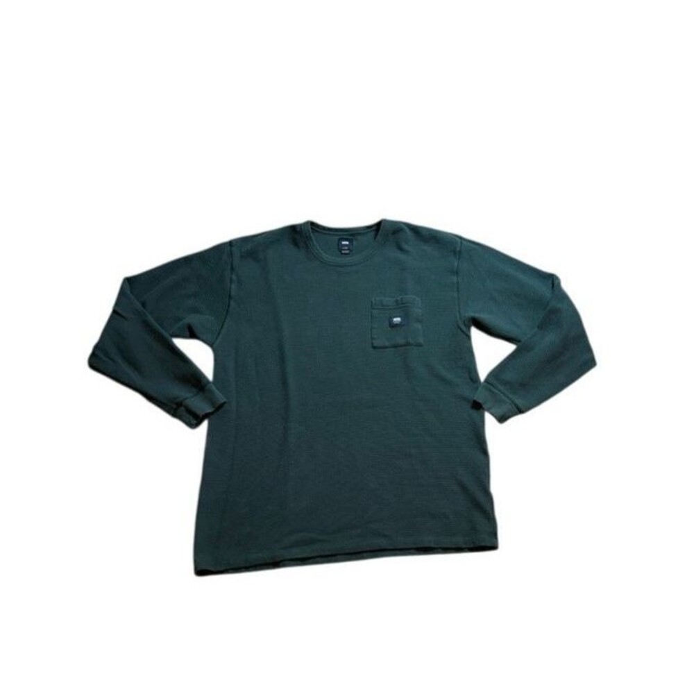 Vans Thermal Waffle Knit Pocket Shirt Mens Size XL Long Sleeve Classic Green